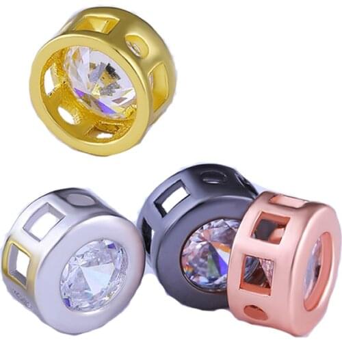 New DIY Handmade Jewelry Find Making Accessories Openwork CZ Beads Alloy Necklace Bracelet Parts Large Gem Diamond Cabochon Caps