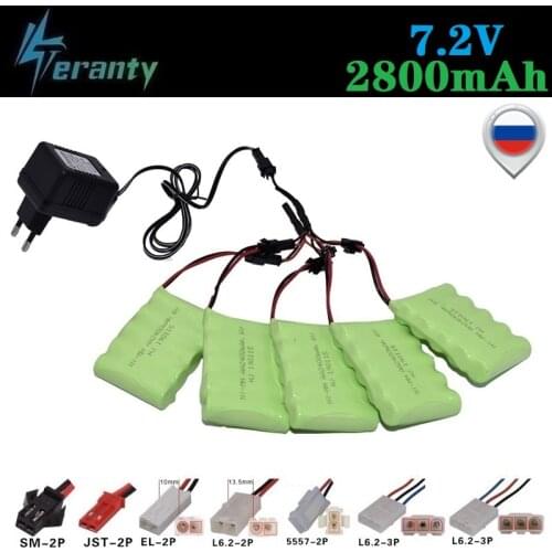 SM Plug) Ni-MH 7.2v 2800mah Battery + USB Charger For Rc toys Car Tank Train Robot Boats Guns AA 7.2v Rechargeable Battery Pack