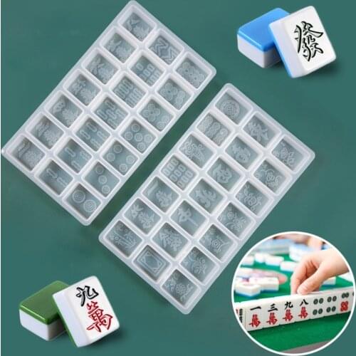 New DIY Crystal Epoxy Mold Making Mahjong Machine Large Character 42 Mahjong Silicone Mold Wholesale