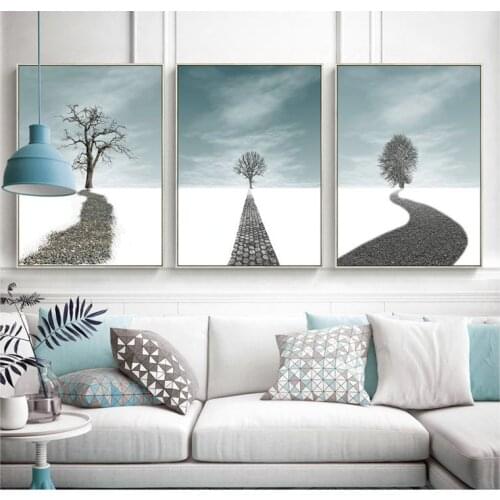 Nordic Landscape - Tree Poster Wall Art Canvas Painting Wall Pictures for Living Room Decoration Maison Road Kitchen Decor