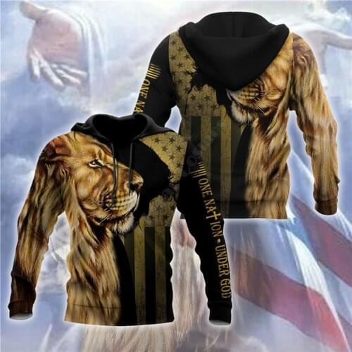 God Bless American Lion 3D printed Hoodies Sweatshirt zipper hoodies women For men Pullover Cosplay Costumes