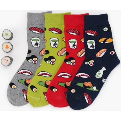 Harajuku Funny Sushi Socks Japanese Creative Cartoon Crew Socks Women Novelty Female Girl Cute Socks kawaii Multi-style calzette