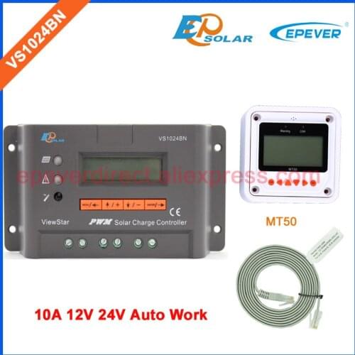 Charger 24v controller for solar panel system use VS1024BN 10A 10amp with white MT50 remote meter PWM EPEVER