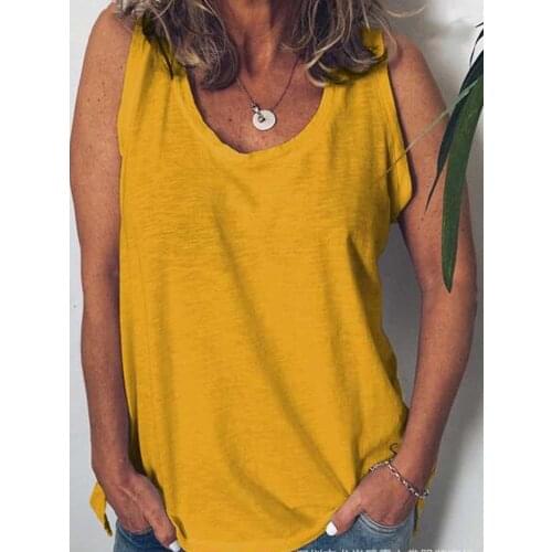 Womens Loose T-shirts Casual Female O-Neck Sleeveless Solid Streetwear Large Tee Tops Plus Size S-5XL WDC7764