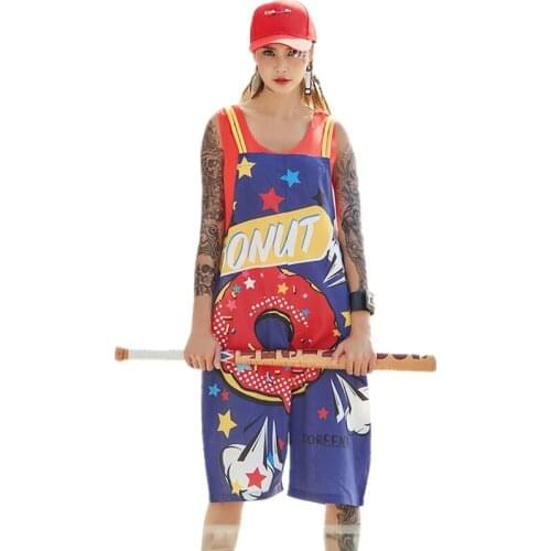 Ladies Summer Harajuku Playsuits Female Sleeveless Camisole Loose Jumpsuits Fashion Cartoon Print Letter Plus Size Rompers Z216