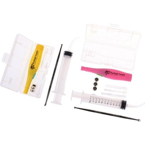 1set LED Light Earpick Tonsil Stone Remover Tool LED Light Ear Wax Remover Earpick With 3 Tips Irrigator Syringe Clean Care Tool