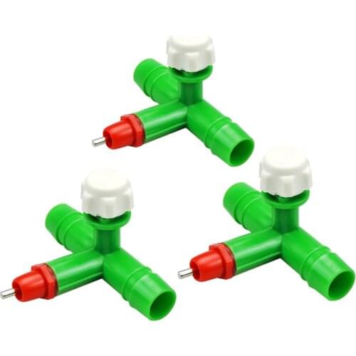 10pcs Chicken Rabbit Nipple Drinking Water Feeder+T Tubing + Spring Waterer Drinker Feeder Drinker for Farm Poultry