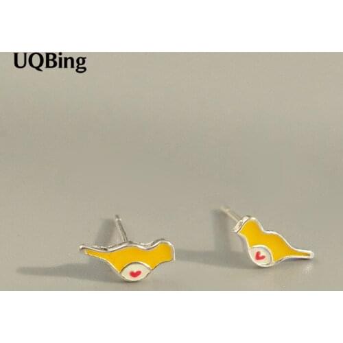 100% 925 Sterling Silver Jewelry Bird Stud Earrings Pure 925 Silver Earrings Brincos Pendientes de plata