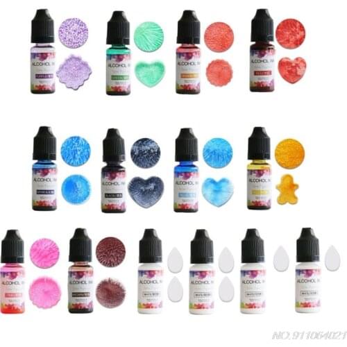 14Color 10ML Alcohol Ink Diffusion Resin Pigment Kit Liquid Colorant Dye Art DIY Jewelry Making Tools M22 21 Wholesales