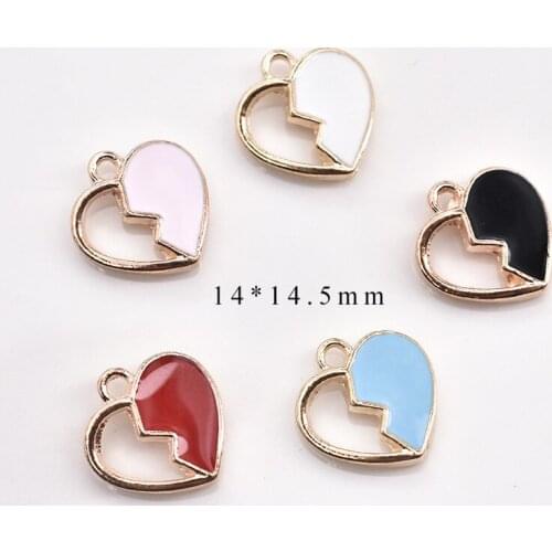 20pcs/lot 14*14.5mm Broken Heart Diy Design Oil Enamel Charm for Jewelry Making Earring Bracelet or Necklace