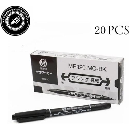 20PCS Professional Tattoo Transfer Pen Black Dual Tattoo Skin Marker Pen Tattoo Supply For Permanent Makeup Free shipping TA-106