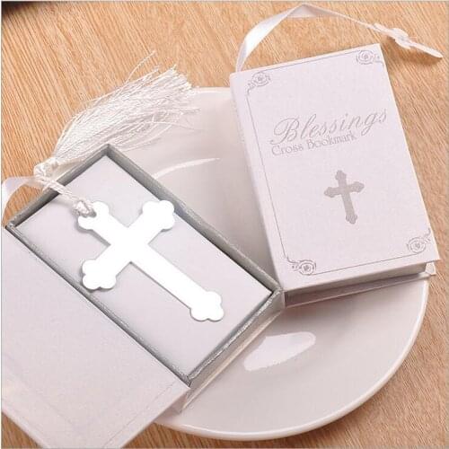 20PCS Boxed Blessings Silver Bible Cross Bookmark Party Favor Bridal Baby Shower Souvenirs Wedding Favors and Gifts For Guest