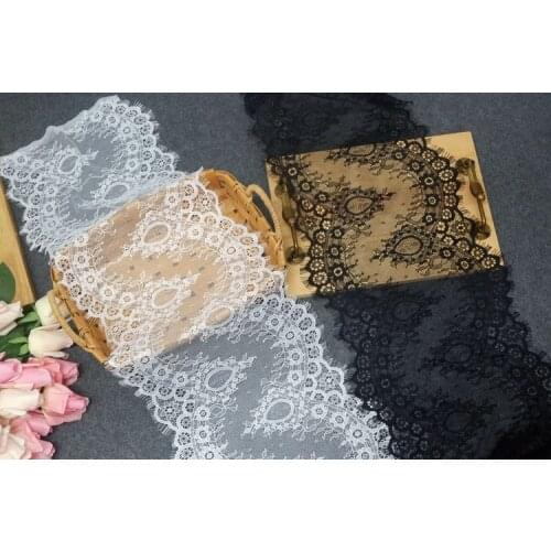 3M/ Lot Eyelash Lace Fabric 25cm DIY Decorative High Quality Soft Off White Nylon Eyelash Lace Trim Wedding Dress Fabric RS32