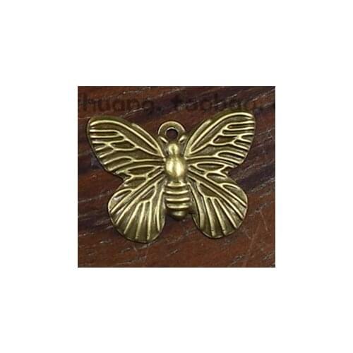 Free shipping 17pcs 30x22mm antique bronze butterfly charms diy retro jewelry fit Earring keychain hair card pendant accessories