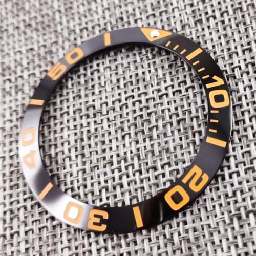 39.9mm Ceramic Watch Bezel Orange Mark Insert For Automatic Mens Watch Face Inner Diameter 31.6mm Watch Replacement Accessories