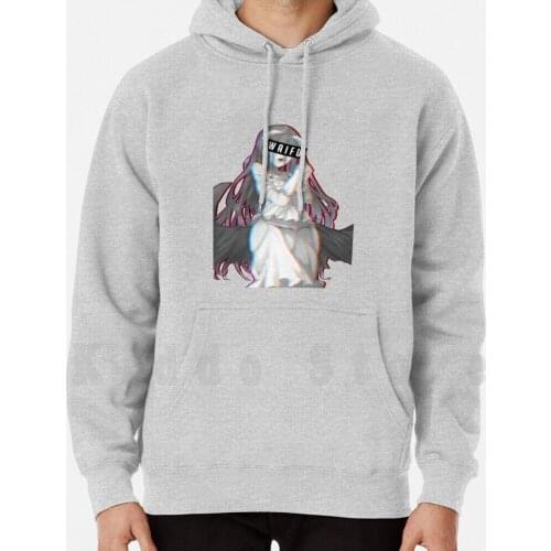 Albedo Overlord Waifu 3D hoodies long sleeve Overlord Anime 3D Waifu Black And White Albedo