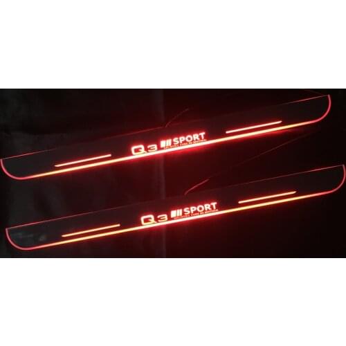 Car LED Door Sill Scuff Plate For Audi Q3 8U 2011 - 2016 2017 2018 2019 Exterior Parts Pathway Dynamic Welcome Pedal Light