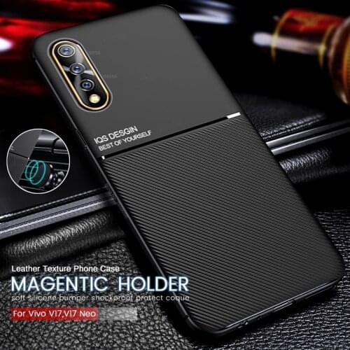 For vivo v17 case leather texture car magnetic holder covers for vivov17 vivo v17 v 17 neo v17neo soft silicone shockproof coque