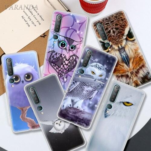 Snowy Owl Case For Xiaomi Mi 11 Poco X3 NFC 9T 10T Note 10 Lite 5G 10s CC9e M3 A2 Translucent Soft TPU Cell Phones Cover Sheath