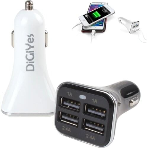 DiGiYes 34W 5V 6.8A 4 USB Ports Car Cigarette Lighter Socket Charger Power Supply Adapter for Mobile Phones Tablet MP3 Player