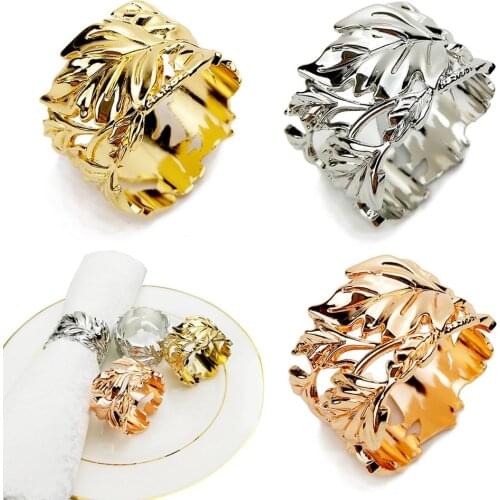 Leaf Napkin Buckle Napkin Ring Hotel Western Table Model Room Decoration Mouth Buckle Paper Towel Ring Christmas Decoration