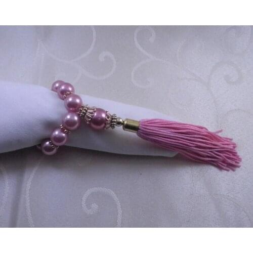 Pearl tassel napkin ring, beaded wedding napkin holder