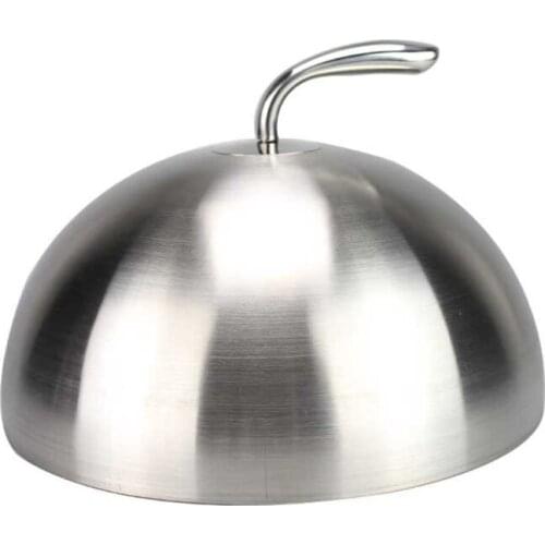 20/24/26/28cm Stainless Steel Steak Cover Teppanyaki Dome Dish Lid Home Round Oil Proof Meal Food Cover Kitchen Tool