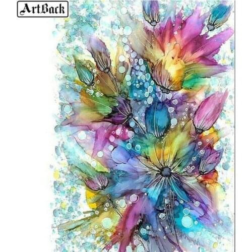 ArtBack Full Drill Square Watercolor Flowers Diamond Painting Abstract Picture 5d Diamond Art Diamond Embroidery Crafts