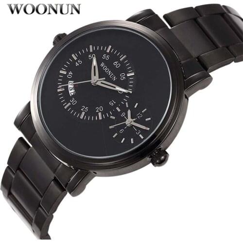 Relogio masculino WOONUN Famous Brand Logo Outdoor Sports Waterproof Shockproof Watches Men Black Steel Quartz Dual Time Watch