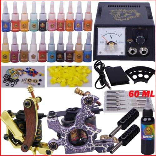 Permanent makeup machine kit tattoo supplies and accessories 2 top tattoo gun 20 color inks YLT-79