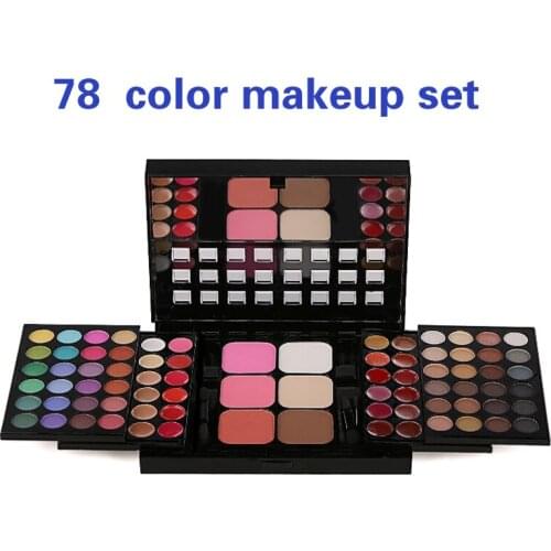 78 Color Eyeshadow Pallete Set Make up Palette 48 Eyeshadow + 24 Lip Gloss +6 Foundation face powder/Blush Makeup Kit Cosmetics