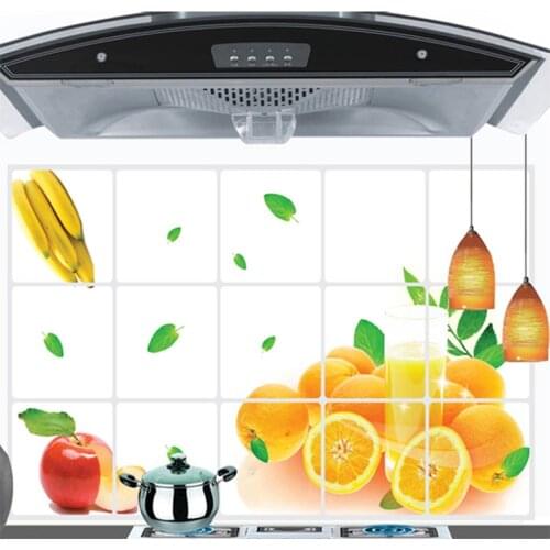 Fresh Fruit Kitchen Stove Decoration Stickers Aluminum Foil Waterproof Oilproof Wall Stickers Self Adhesive Wallpapers Decals