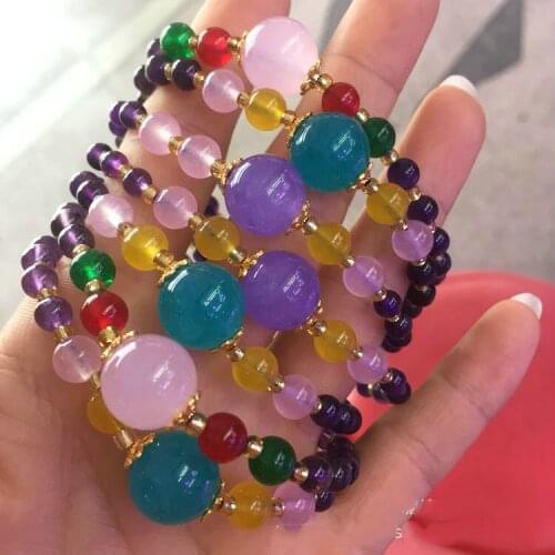 Natural amethyst DIY bracelet Tianhe stone crystal womens single circle bracelet fashion jewelry