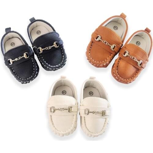 New Solid Color Shoes For Toddlers Pu Leather Shoes British Style Children Shoes Girl Newborn Baby Boy Non-Slip Shoes 0-1 Years