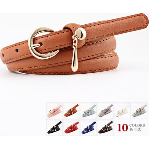 New Fashion Women Strap with Gold Pendant Casual Ladies Belts for Jeans Dress Decorative Belts Gold Pin Buckles Leather Belt