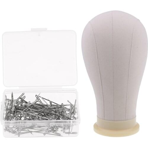Canvas Cork Block Wigs Mannequin Hat Cap Glasses Display Manikin Head Model+Pins
