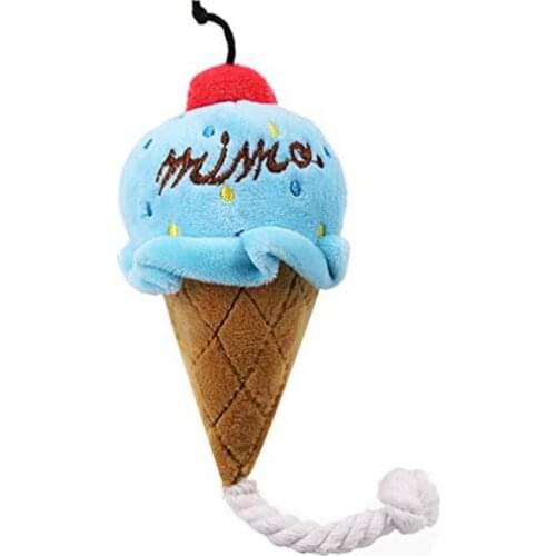 Squeaking Pet Toy Animals Cartoon Dog Toys Stuffed Cute Plush Puzzle for Dogs Cat Chew Squeaker Squeaky Toy for Pet Ice Cream