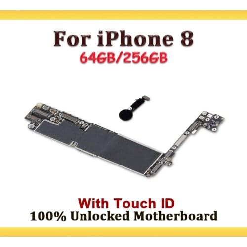 Full Unlocked Motherboard For iPhone 8 Mother board With Touch ID 64GB 256GB Logic Board With Chip IOS System