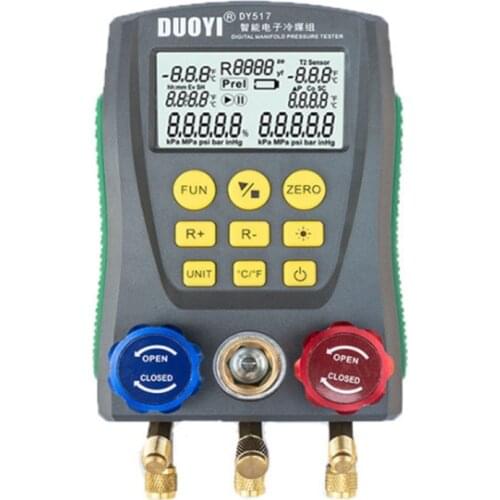Refrigeration Digital Manifold Gauge Meter HVAC Vacuum Pressure Temperature Tester Maintaining Air-Conditioner DY517 85AC