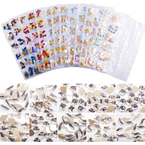 Web celebrity same nail flat bottom special shape diamond illusion color ab transparent K9 water drill nail paste decoration