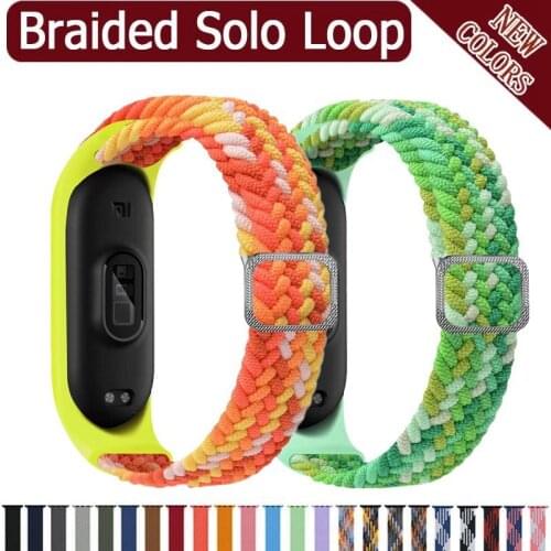 Strap for Xiaomi Mi band 6 5 4 Elastic Nylon Braided Adjustable Bracelet for Xiomi Mi band5 band6 Mi6 Wristband Straps