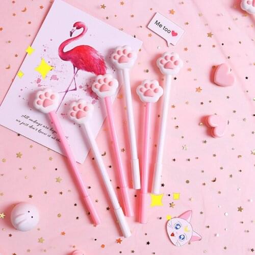 20pcs Korean Version of Cute Girl Heart Gel Pen Soft Cute Cat Claw Pen Pink Gel Pen Signature Pen Student Writing Pen