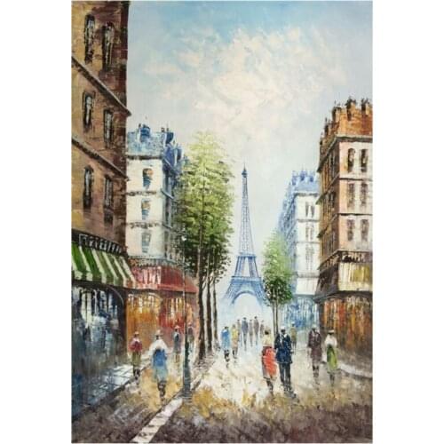Hand painted Landscape Oil Paintings Paris Street Europe Wall Art Picture Abstract Modern Canvas Paintings