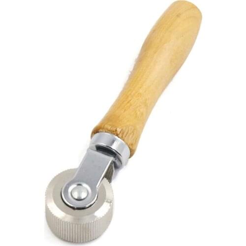 Uxcell Khaki Wooden Handle Car Sound Deadening Application Metal Roller Silver Tone