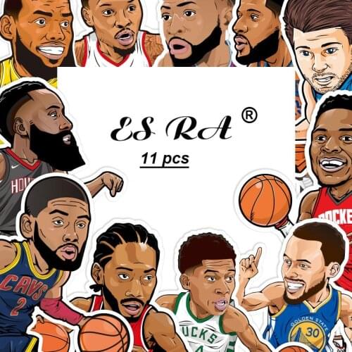 11 Pcs/Set BasketBall Stars Stickers Waterproof PVC Stickers Toys laptop Pitcher Bottle Luggage Notebook Decorate for Boys