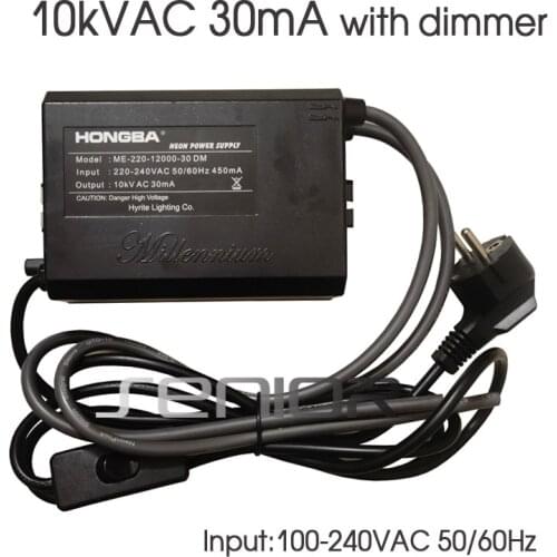 Output 10kV 30mA Neon Sign Transformer Power Supply Rectifier With a Dimmer Adjustable Transformer Load 10M 220-240VAC 50/60Hz