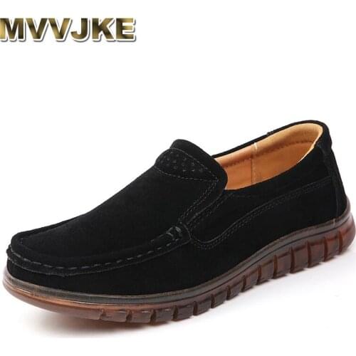 MVVJKE New Spring Autumn Womens Shoes Suede Leather Woman Loafers Square Toe Moccasins Female Flats Snail Shoe Slip On Ladies