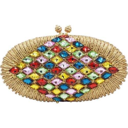 XIYUAN Women red purple Crystal Evening Bags Hollow Out gold Diamond Case Minaudiere Clutch Wedding Dinner Handbag gift box girl