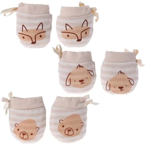 1 Set Baby Glove Anti Scratch Face Hand Guard Protection Soft Newborn Mitten Cartoon New Hot