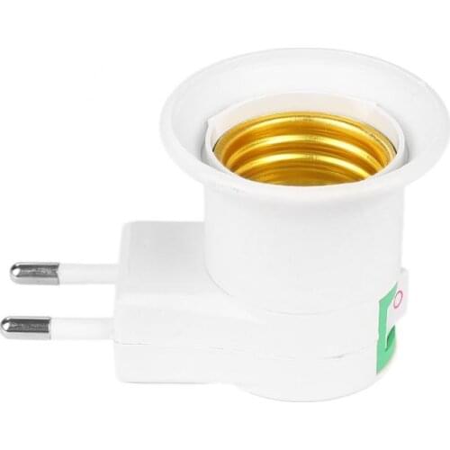 1Pcs Free Shipping E27 EU Plug Adapter With Power On-Off Control Switch E27 Socket Lamp Base Lamp Socket Home Accessories